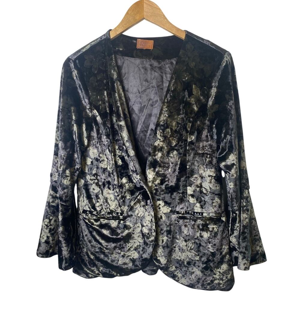 POL Black Floral Velvet One Button Jacet Dark Fairy Goth Whimsygoth Size Small